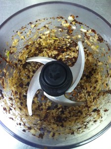 Blended up 3 Ghost Chilies and 6 cloves of garlic.