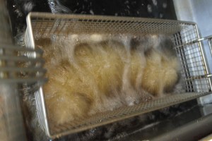 Deep fry till medium well.