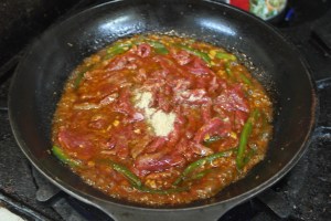 Add beef and chicken stock.  (I used chicken base since I didn't have any broth.)