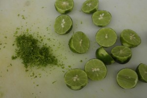 Zest and juice key limes.