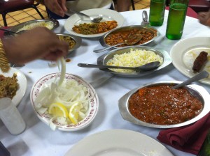 I don't remember the name of the restaurant but it was Indian.