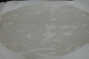 Roll between sheets or else it will stick to your pin and break.