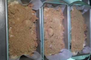 Add more batter and finish with more crumble.