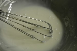 1 1/2 cup of powdered sugar, 1 tablespoon of butter milk and 1 1/2 oz of Grand Marnier.  