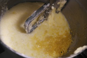 Batter with lemon juice and zest.