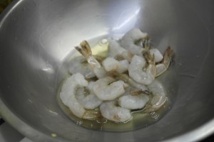 Egg white and shrimp.