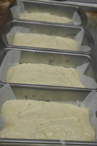 Pour into prepared loaf pans and bake 325F for 55-65 minutes.