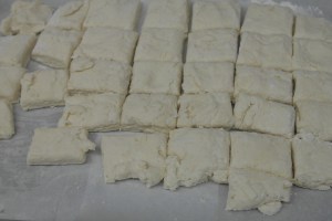 I'm lazy so I used the sheet pan to form and cut dough.