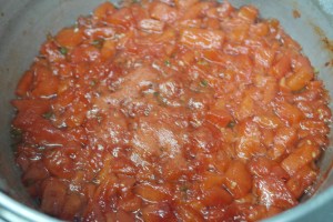 Add sugar, lemon juice and jalapeno to watermelon in saucepan and bring to boil.