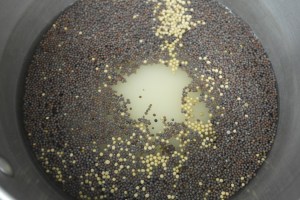 Add water, vinegar, sugar and salt.