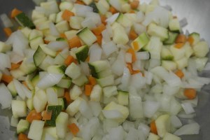 Dice other vegetables about the same size.