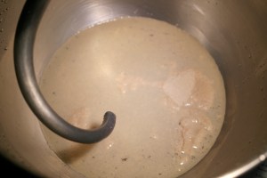 Flower the yeast with warm water and 1 Tbsp of sugar.