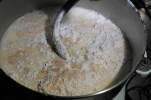 Add egg whites individually and then yeast mixture.