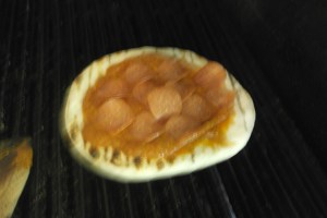 Sauce and pepperoni.