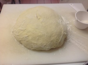 Transfer to floured work surface and divide into thirds.