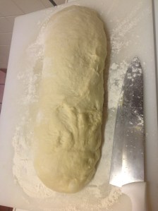 Shape dough into size of pan.