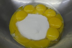 9 egg yolks and remaining sugar. 