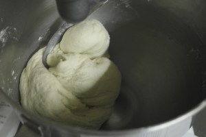 Knead on low for 10 minutes.  Dough should not stick to bowl.