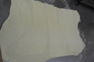 Cut every 5 inches along the bottom and top.  