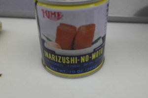 Open and drain Inarizushi.