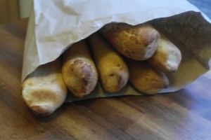 Fresh Dutch Crunch Bread from French Italian Bakery across the street 6:15 am.