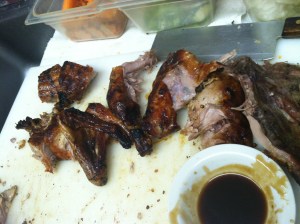 Rest bird 10-15 minutes and chop.