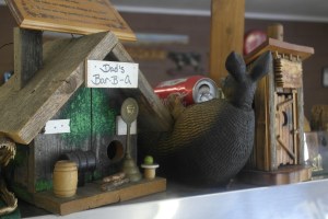 I thought I took a picture but he had a bag of cotton on the wall as well.