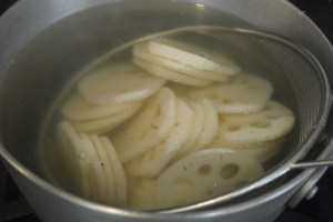 Place into pot with water and vinegar.