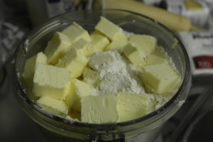 Follow instructions for biscuits. Food process everything but buttermilk.