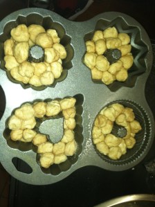 Place into greased bunt pans.