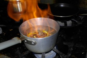 Watch closely or it will flambe.  Not a big deal if it does but you can burn hair.