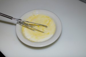 Mix final egg with milk or water.