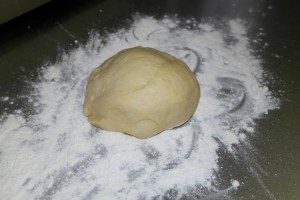 On flour surface, divide into thirds.  