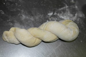 Twist and twist onto itself like a twist donut.