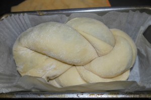 Place into prepared loaf pan.  Allow to rise 30 minutes wrapped.