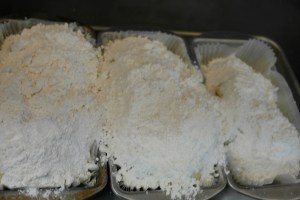 Egg wash and top with streusel.